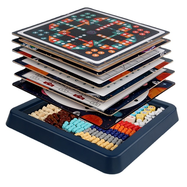 9 in 1 Chess Boxed Games Multi-function Game Board Chess Set Educational Toys