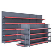 Étagères gondoles double face personnalisées pour magasins de détail, rayonnages et étagères métalliques légers pour supermarchés