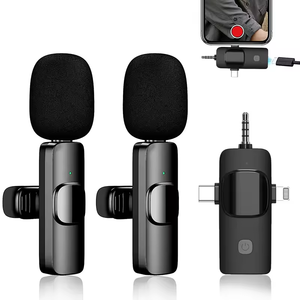 Micrófono Lavalier inalámbrico K15 Micrófono de solapa de transmisión Transmisión en vivo Teléfono para juegos Micrófono Reducción de ruido 3 en 1 Negro - Product Image 2