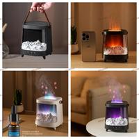 Diffuseur d'huiles essentielles électrique portable USB, diffuseur de parfum d'ambiance, flamme de feu de camp, humidificateur d'air LED, pour la maison, capacité de 200 ml
