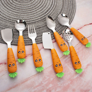 Phim Hoạt Hình Củ Cải thiết kế PP xử lý muỗng và nĩa dao Flatware Set thép không gỉ trẻ em của thiết lập dao kéo - Product Image 2