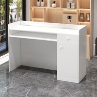 Comptoir de caisse simple et moderne en MDF avec rangement pour magasins de vêtements, restaurants, salons de beauté, bureaux d'accueil