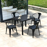 Ensemble de meubles d'extérieur en bois pour restaurant, table et chaise de jardin en métal et plastique pour café, patio pour 4 et 6 personnes