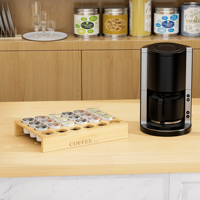 Support de rangement pour dosettes de café K-Cup en bambou, organiseur de tiroir à 24 emplacements pour le comptoir de cuisine à la maison