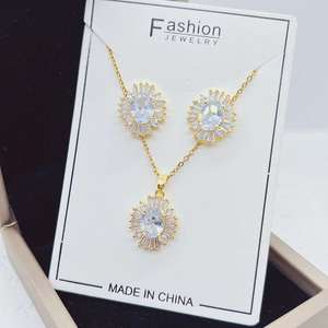 Round Shape Zircon Jewelry Boutique Stainless Steel <b>Copper</b> Inlaid with Zircon <b>Necklace</b> Earrings Set Party Birthday Gift Jewelry - Product Image 4