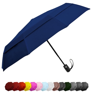 Parapluie de voyage compact coupe-vent de 42 pouces, ouverture et fermeture automatiques, double auvent ventilé, cadre en fibre de verre et acier, pliable - Product Image 1