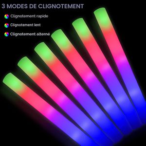 Palos de Espuma LED RGB con Luz, 48cm, 3 Modos de Iluminación, Funcionan con Pilas, Duraderos, No Tóxicos, para Fiestas en Interiores/Exteriores, Entrega Rápida - Product Image 3