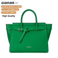 Sac fourre-tout personnalisé en cuir pleine fleur de luxe, couleur vert foncé, cuir de veau grainé, sac à main pour femme, sac bandoulière avec logo