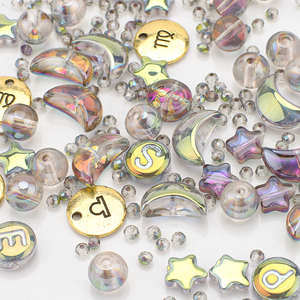 Zhubi <span class=keywords><strong>Magic</strong></span> Rose Moon Star Kristallen Alfabet Kralen Verjaardag Maand Ronde Glazen Kralen Goud Gevulde Metalen Bedels Zodiac Hangers - Product Image 3