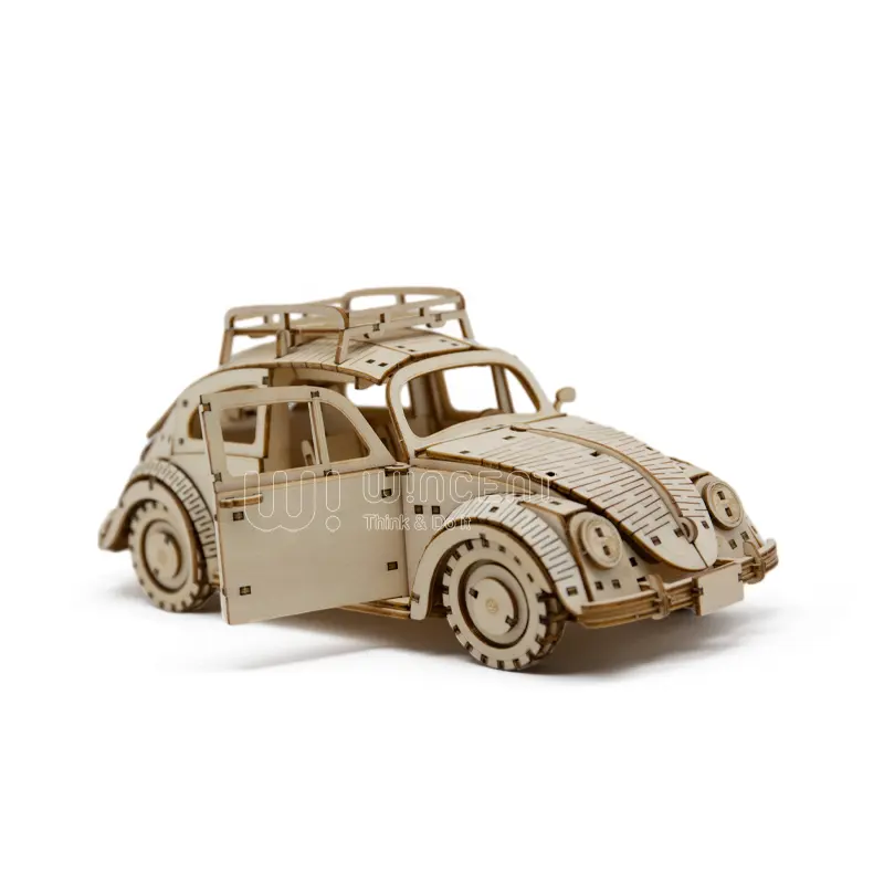 Jouet d'assemblage de voiture coléoptères colorés imprimé UV en bois mécanique modèle 3d conception jeux de puzzle pour adultes