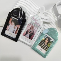 Tempat Kartu PVC Transparan Lucu Kpop, 3 Slot Kartu, Gantungan Foto, Gantungan Kunci untuk Grosir, Tempat Kartu Lembut
