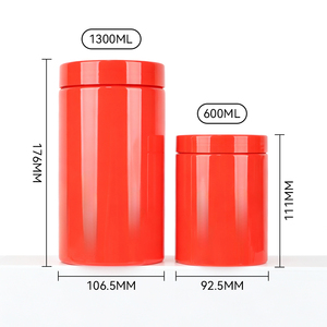 Pot en PET rouge de 600 ml et 1300 ml pour poudre protéinée, capsules de vitamines, pilules, crème cosmétique, emballage vide - Product Image 6