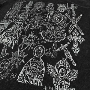 T-shirt graphique personnalisé pour homme, imprimé vintage gothique, coton épais, coupe oversize, style Y2K grunge streetwear, vente en gros - Product Image 3