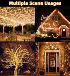 Guirlande lumineuse solaire LED étanche 12/22/32m en fil de cuivre pour Noël, lumières de fêtes, lumières de Diwali, décoration de jardin extérieur - Product Image 6