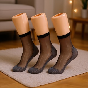 Chaussettes courtes antidérapantes rayées pour femmes Db, semelle en coton, tricot fines, taille unique, pour la marche sur sol, utilisation printemps-hiver - Product Image 2