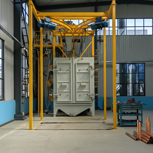 Machine de sablage à crochets doubles, nettoyage haute efficacité, entraînement par <span class=keywords><strong>moteur</strong></span> et PLC, haute productivité, économie d'énergie - Product Image 1