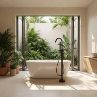 Robinet de baignoire sur pied haut de gamme avec douchette à main, robinet de bain moderne sur pied, personnalisable OEM pour la vente en gros et les projets