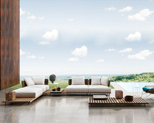 Moderne extérieur sectionnel style urbain jardin meubles de terrasse en rotin canapés lit - Product Image 4