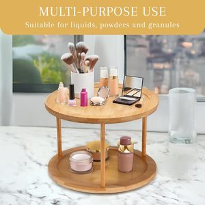 Organizzatore Girevole a Due Livelli in Bambù per Spezie, Lazy Susan, Portaoggetti Rotante per Cucina, Bancone, Tavolo e Dispensa - Product Image 5
