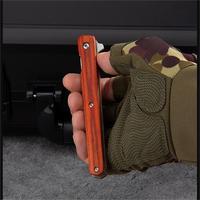 Couteau de poche pliant portable en acier inoxydable avec lame et manche en bois coloré, léger, pour utilisation extérieure et EDC