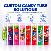 Tubes d'emballage pour bonbons en aluminium et plastique de qualité alimentaire imprimés sur mesure, sans BPA, avec bouchon à vis, assortiment coloré