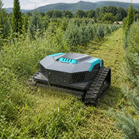 Robot tondeuse professionnel télécommandé à chenilles, moteur essence 4 temps 452cc, pour la tonte des pâturages et des bords de route