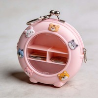 Porte-monnaie en silicone transparent à motif dessin animé OEM, porte-clés, mini sac de rangement à 4 compartiments, porte-cartes de crédit portable pour