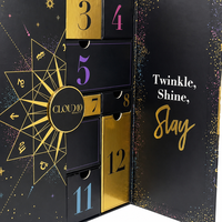 Calendrier de l'Avent Beauté Luxe 12 Jours, Tiroirs Constellations Zodiaque Dorées, Éclat Scintillant, OEM Marque Privée Vente en Gros