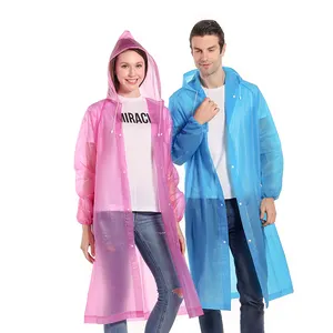 男女雨衣连帽eva一次性雨披纯色成人防水雨衣纽扣款式