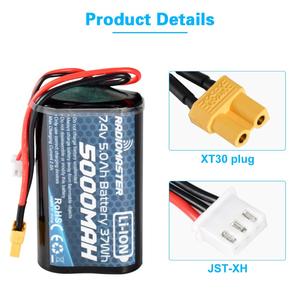 Original for <b>5000mah</b> 7.4V 2S 37wh Li-ion <b>Battery</b> High Capacity JST-XH XT30 Plug Max 2A TX16S TX18S Remote Control Drone - Product Image 4