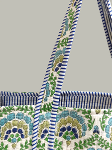Sac fourre-tout en coton imprimé à la main, matelassé, pour la plage ou le shopping, réutilisable, grand sac à bandoulière, sac en tissu écologique - Product Image 3