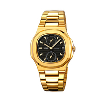 Montre de luxe originale de haute qualité en alliage d'acier inoxydable TUCKER TU8843 Mode Multifonction Calendrier Semaine Quartz Verre Pointe
