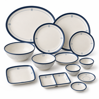 Collection de vaisselle complète combinant un ensemble de vaisselle en mélamine et un ensemble d'assiettes et de bols en mélamine