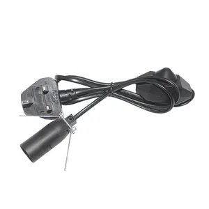 Fused 3pin Flat Fused 3pin Power Plug Corde Sb Cable Touch 3D Led Light Base 3 E14 E27 Holder Salt Lamp Cord With Bulb White UK