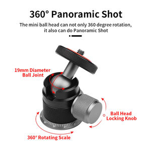 Mini <span class=keywords><strong>rotule</strong></span> <span class=keywords><strong>360</strong></span>° °   Support de trépied pour appareil photo avec vis 1/4, adaptateur rotatif universel pour appareil photo reflex numérique et caméra DV, vente en gros, personnalisation possible - Product Image 4