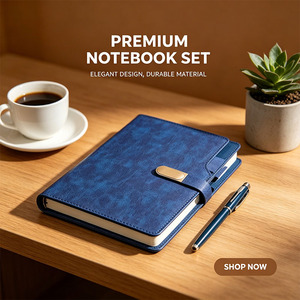 Ensemble de luxe personnalisé en cuir PU, cuir souple au toucher de la peau, ensemble de bloc-notes A5 pratique pour le bureau, journal avec stylo pour les affaires - Product Image 2