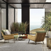 Canapé d'extérieur moderne Ensemble de meubles de jardin à ossature en bois de teck Ensemble de chaises de salle à manger d'extérieur pour hôtel villa