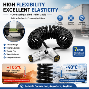 Câble de remorque de tracteur à 7 broches HJYAJZT ABS, pièce de rechange pour camion, câble électrique à sept conducteurs, câble d'alimentation à ressort - Product Image 4