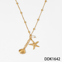 Collar de Acero Inoxidable con Colgante de Estrella de Mar y Zirconia, Serie Océano, Joyería Clásica, Resistente al Agua, Regalo