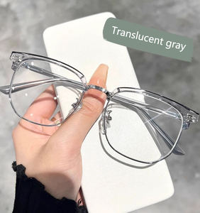 Nhà Máy Bán Hàng Trực Tiếp Bán Buôn Phong Cách Mới Lớn Khung Vuông Ánh Sáng Màu Xanh Bằng Chứng Người Đàn Ông Và Phụ Nữ Của 2024 Nửa Khung Kính Phẳng - Product Image 5