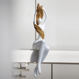 Figura Decorativa de Resina Minimalista Moderna, Personaje en Pose de Piernas Cruzadas, Separador de Ambientes, Mueble para Sala de Estar o TV - Product Image 4