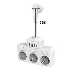 Germany Schuko 3P 3 Ways USB Extension Sockets Individual Switch 3 Outlets Wall wall extension board sockets wish usb