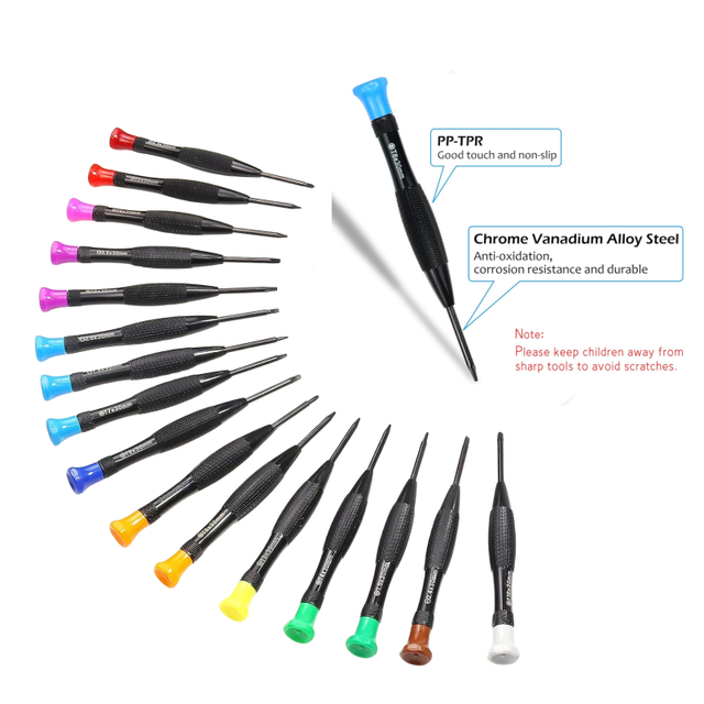 Torx Screwdriver Set, Mini Magnetic Torx Flathead Phillips Small Screwdrivers Tweezers with T2 T3 T4 T5 T6 T7 T8 T9 T10