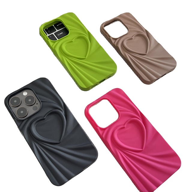 High Quality Best-selling 3D Silk Patterned Love Solid Color Skin Feel TPU Hot Stamped Dustproof Anti-Drop Phone Case Camera