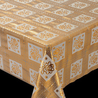 Nappes de table en PVC imperméables personnalisées au toucher doux doré pour les événements de fête, nappes de Noël
