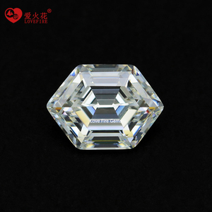 Harga grosir bentuk mewah 5A D/g-white Pink warna kuning longgar batu permata CZ memanjang-heksagon potongan batu kubik zirkonia - Product Image 3