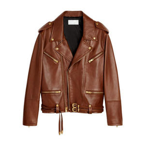 Giacca <span class=keywords><strong>in</strong></span> Vera <span class=keywords><strong>Pelle</strong></span> di Agnello per <span class=keywords><strong>Donna</strong></span>, Stile Moto Rock <span class=keywords><strong>Biker</strong></span> con Cerniera e Cintura, Personalizzabile dal Fornitore - Product Image 3