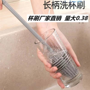 Cepillo de silicona personalizado para vasos, mango largo, de grado alimenticio, para limpieza de vasos, color gris espacial, material TPR - Product Image 2