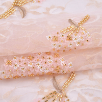 Tulle en maille douce avec broderie géométrique cercle blanc classique pour robe de mariée et vêtements de mode