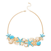 Parure Bohème Étoile de Mer Coquillage Pierre Naturelle Alliage Collier Boucles d'Oreilles Perles Corail Bracelet - Bijoux Femme Tendance Style Plage